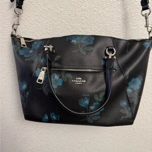 Coach Black and Blue Floral Shoulder Bag